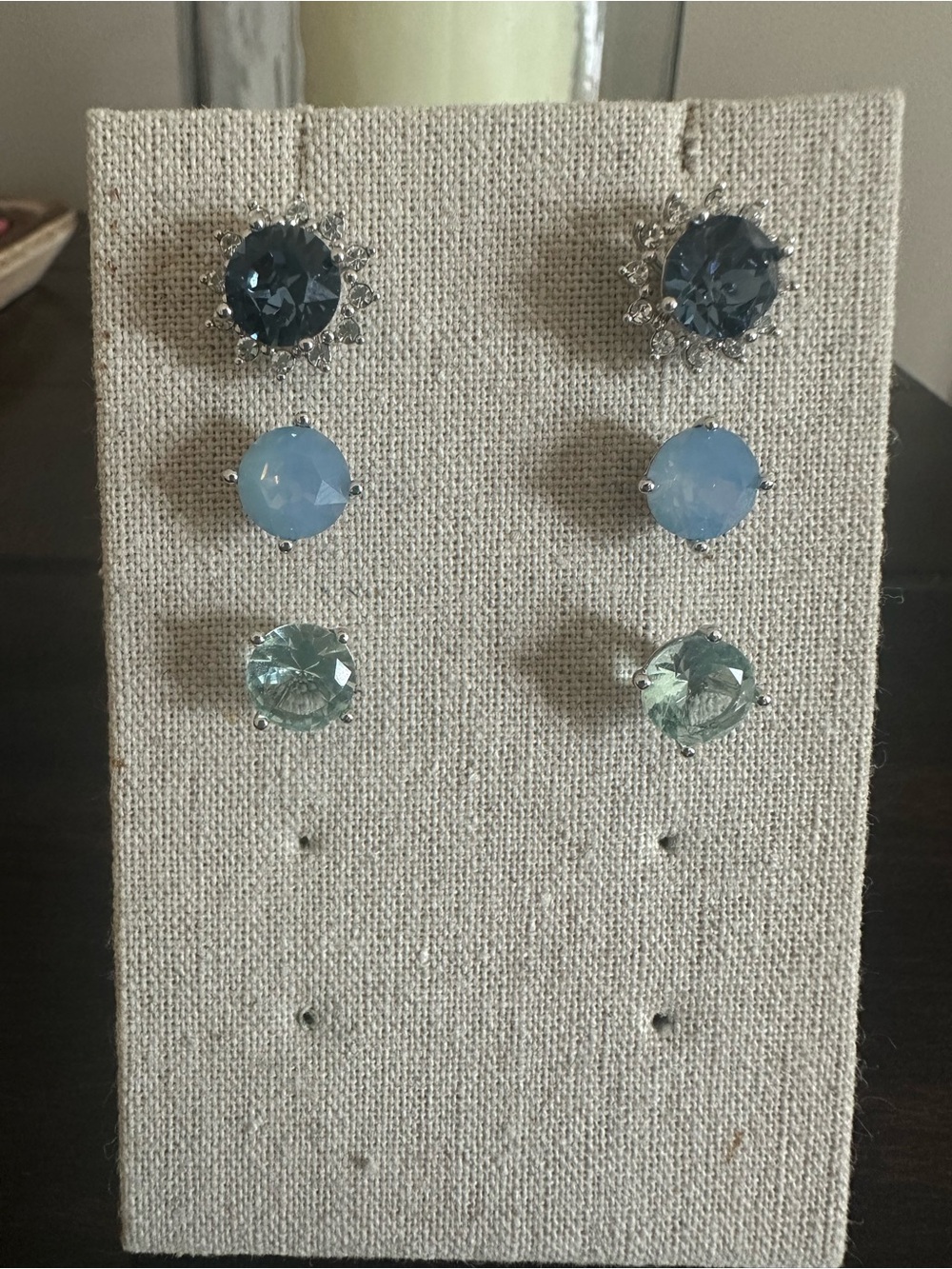 Stella & Dot Blue, Light Blue & Aqua Stud Earring Trio